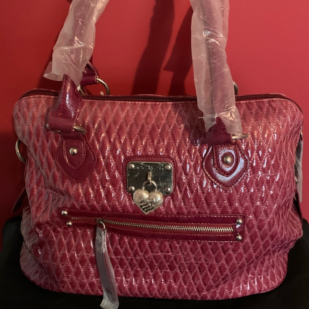 Beautiful dark red leather vintage designer tote